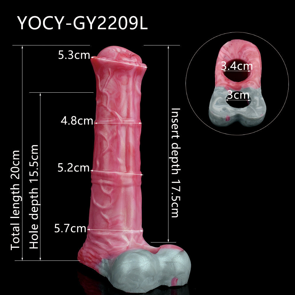 Colorful Empty Sweat Horse Penis Set Men's Chastity Lock Scrotum Ring
