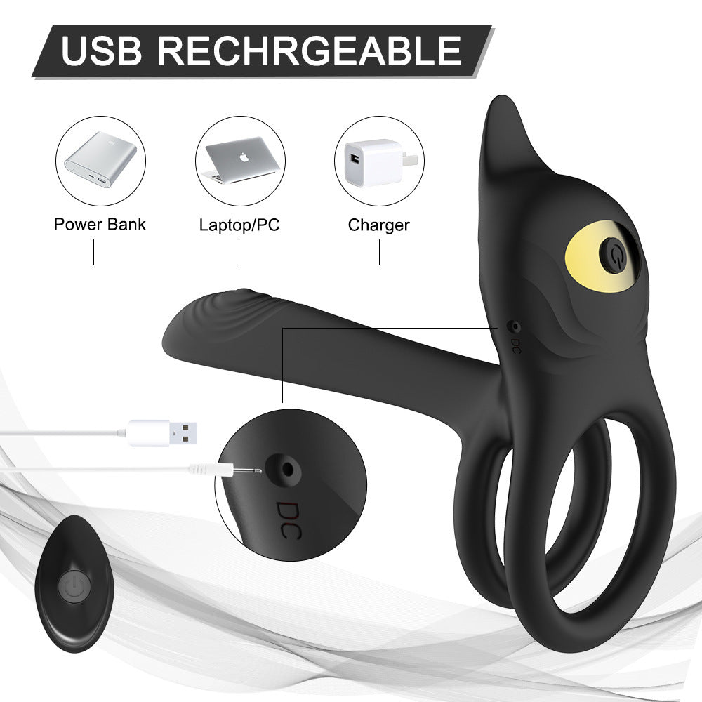 Wireless Remote Control Vibration Horseshoe Ring Male And Female Co-shock Device