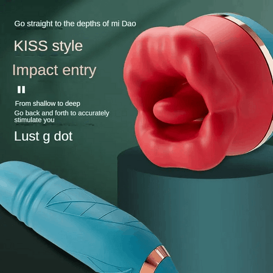 3 In1 Big Mouth Sucking Tongue Licking Vibrator & Thrusting Bullet Vibrator