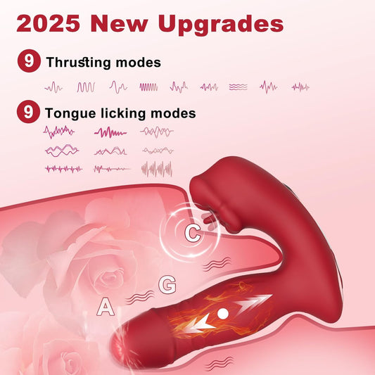 Mouth Licking Thrusting Wearable G spot Vibrator with App Control