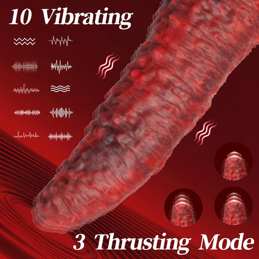 9.5-inch Realistic Monster Tongue Thrusting Dildo Vibrator With Remote Control