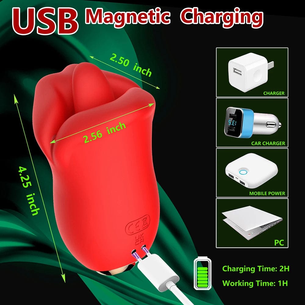 Female Clit Oral Licking Tongue Vibrator Rotating Nipples Stimulator