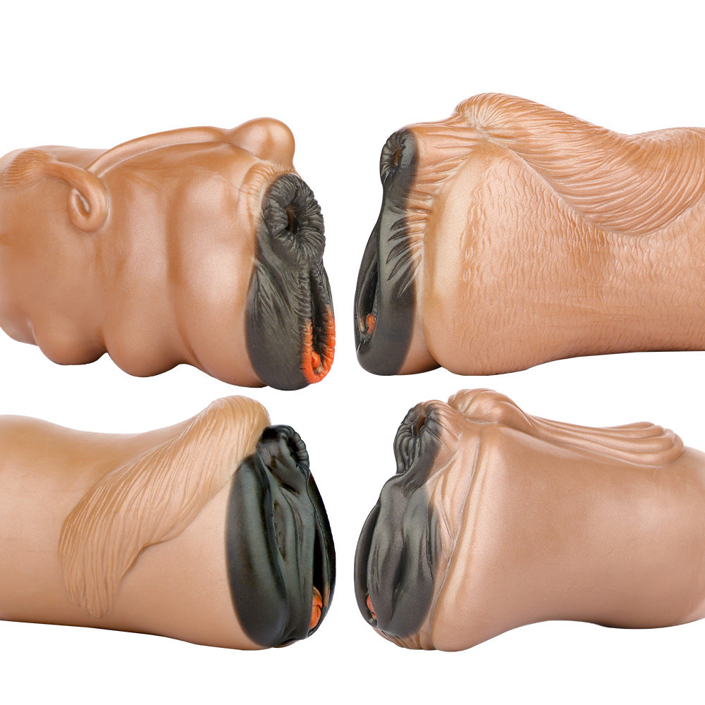 New brown horse simulated vagina and anus masturbation mold, male penis training air cup