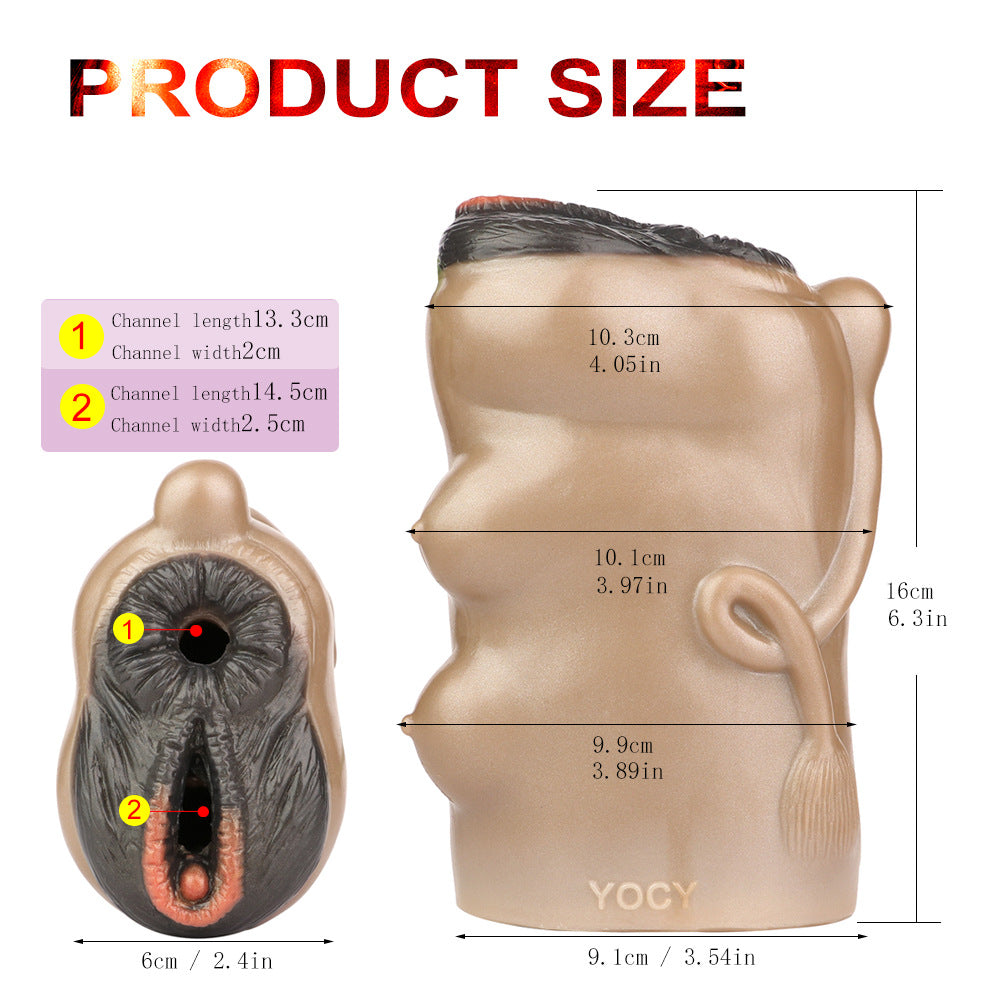 New brown horse simulated vagina and anus masturbation mold, male penis training air cup