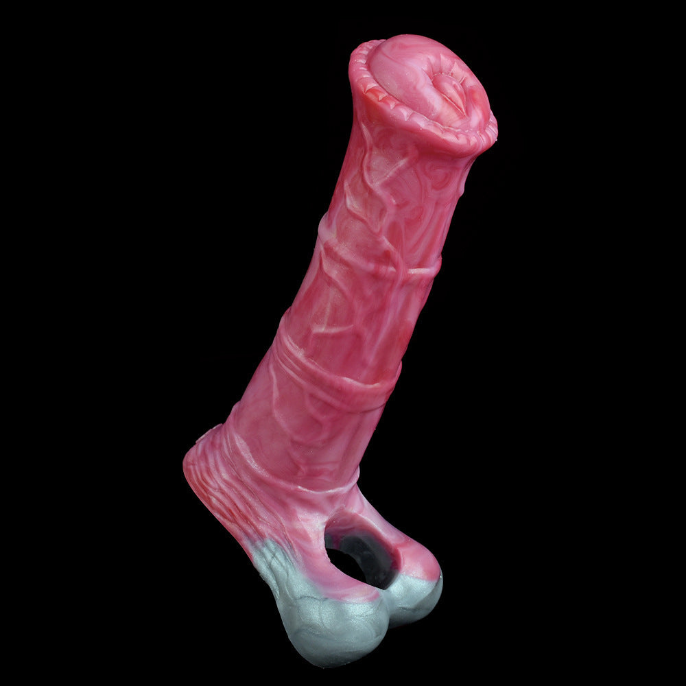 Colorful Empty Sweat Horse Penis Set Men's Chastity Lock Scrotum Ring