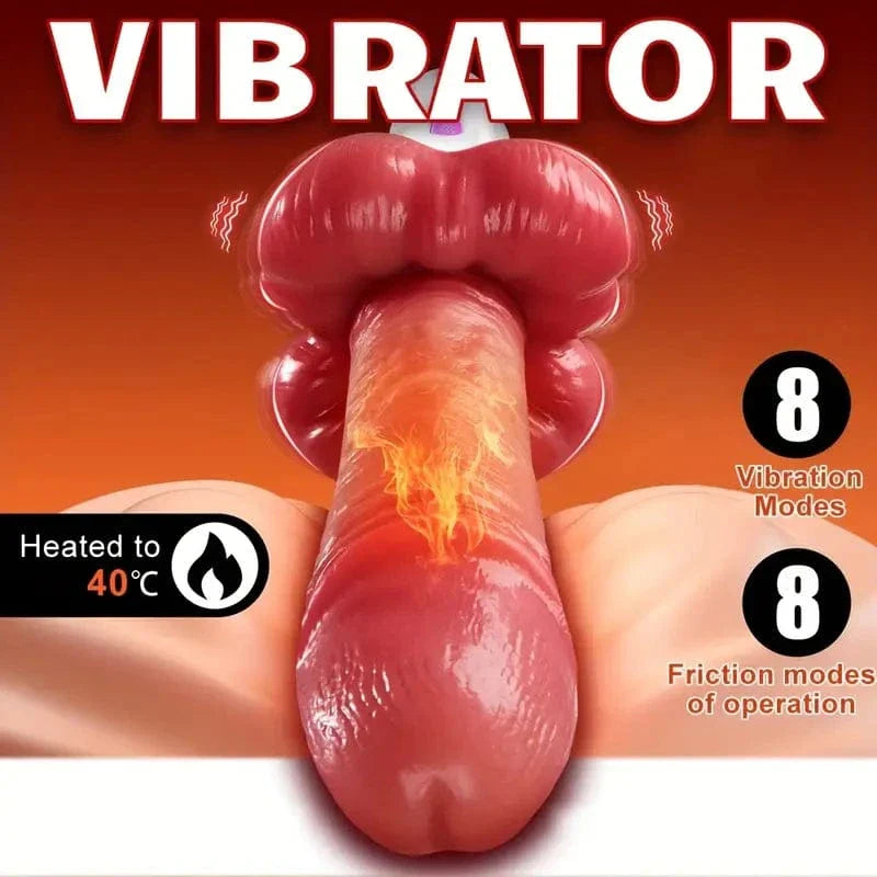 3 In 1 Big Mouth Thrusting heating Dildo Machine With Suction Cup & Remote Control