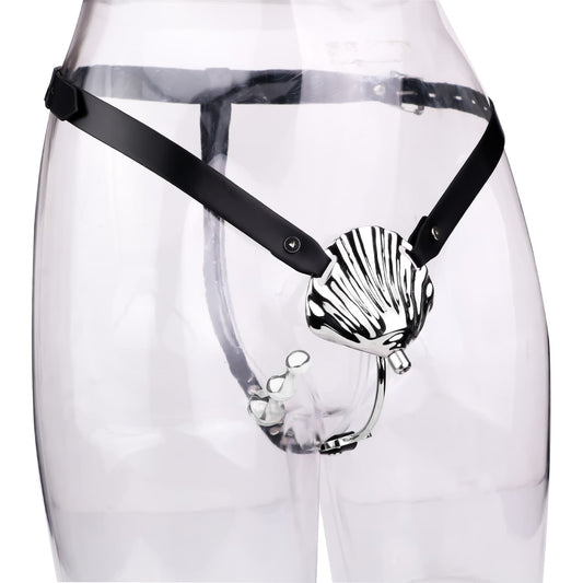 Shell Chastity Cage With Strap-On