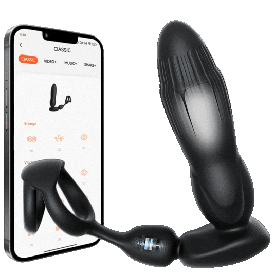 Starship Prostate Massager Vibrating Inflating Expanding Anal Toy with Dual Rings