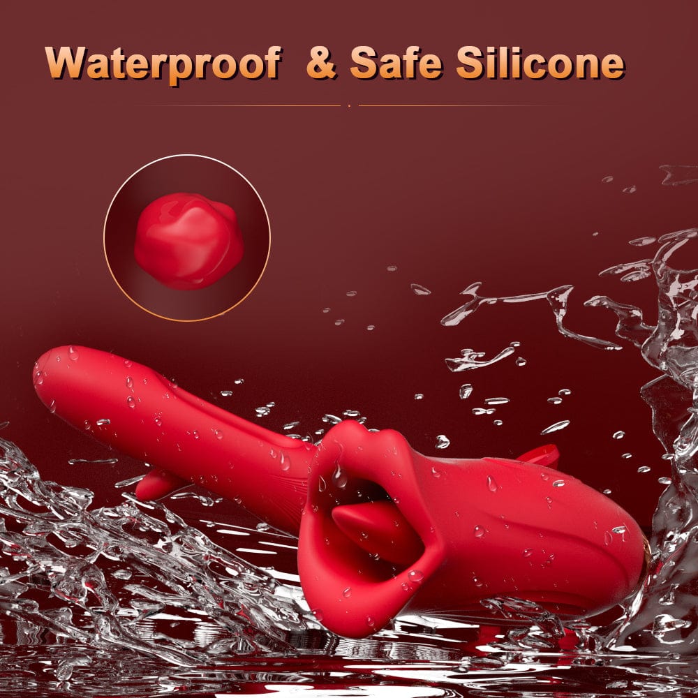 Rose Muncher Lip Tongue Suction Vibrator With Patting Dildo Vibrator