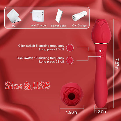 Rose Sucking G Spot Vibrator Clit Sucker Nipple Toy