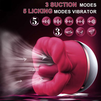 Big-Mouth Tongue Sucking Female Masturbator Massager Rechargeable Vibrator