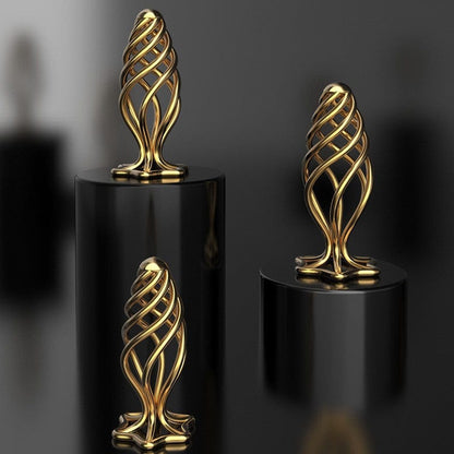 Gold Stainless Steel Hollow Anal Plug For Male And Female Anal Expansion