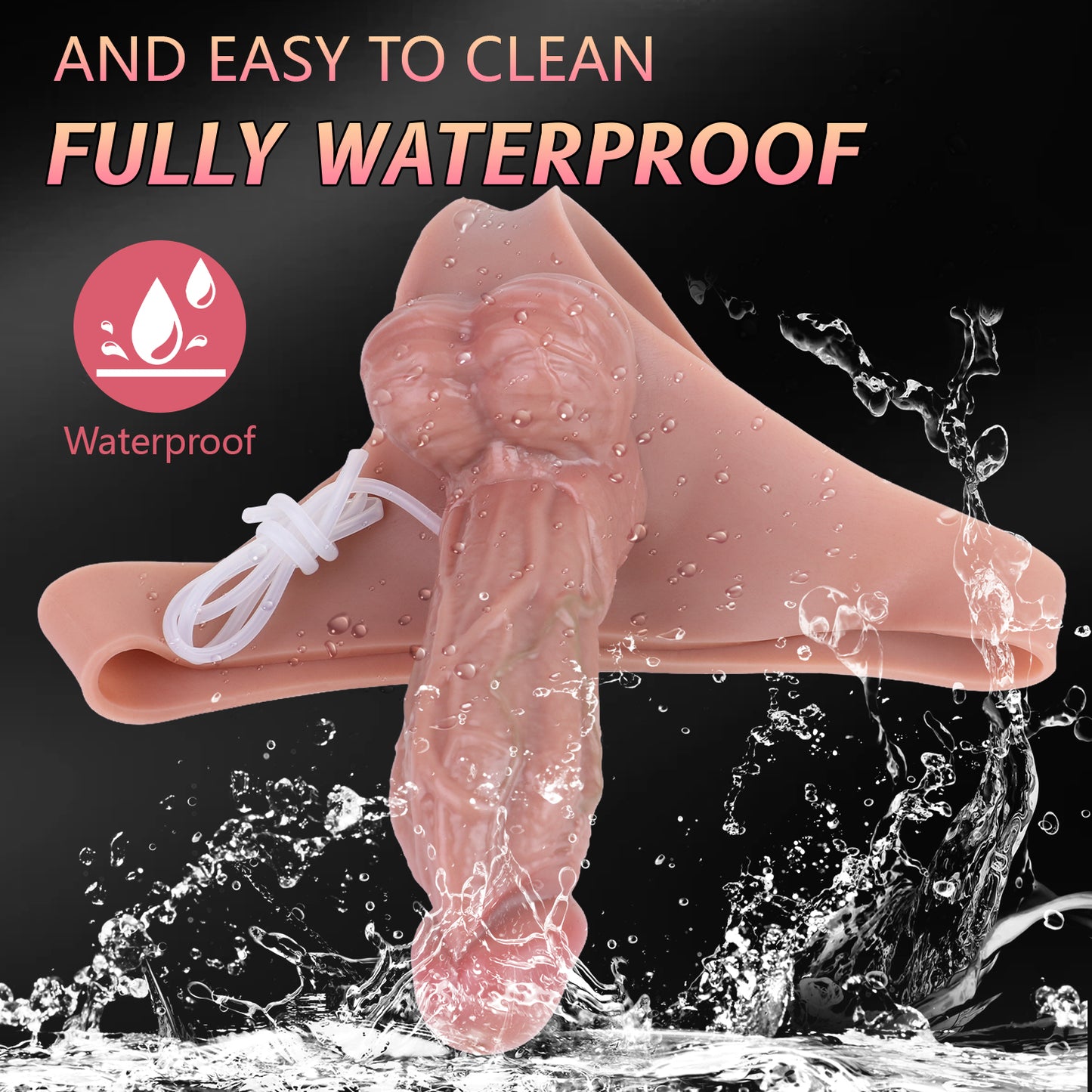 Solid Penis Pants with Water Spray – Simulated Ejaculation, Wearable AV Silicone Toy