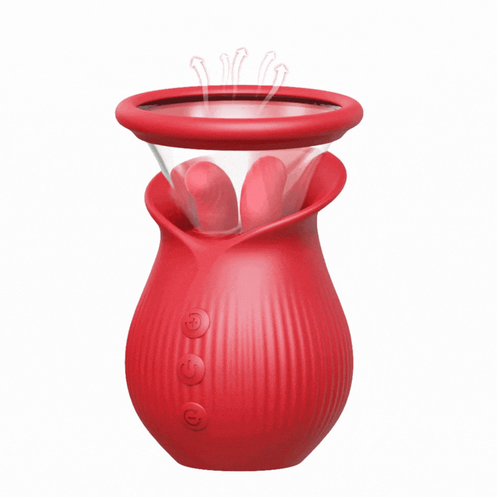 Rose Romeo - 3in1 Rose Sex Toy with 2 Suction Cups, Adult Toys Female Clitoral Nipple Vibrators with 10 Licking Sucking Vibrating