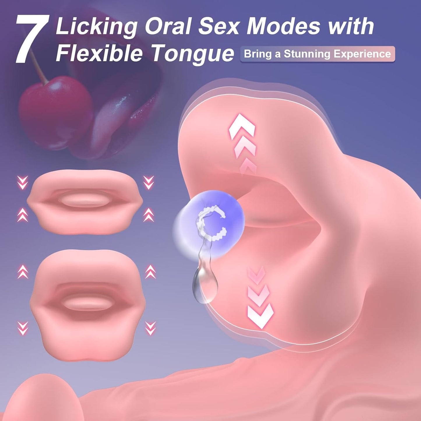 3 in 1 Rose Muncher Rabbit G Spot Vibrator with 6 Wiggling 7 Licking & 10 Vibrating Modes