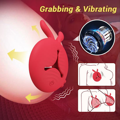 Rabbit Vibrating Nipple Clamps BDSM Toy with APP & Remote Control