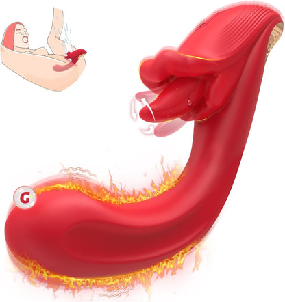 Angel Kiss 4 In 1 Rotating Tongue Licking Vibrating G-Spot Dildo Vibrator