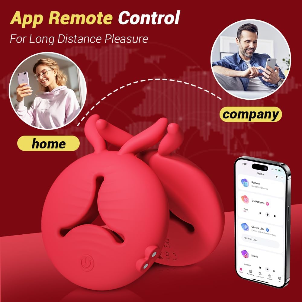 Rabbit Vibrating Nipple Clamps BDSM Toy with APP & Remote Control