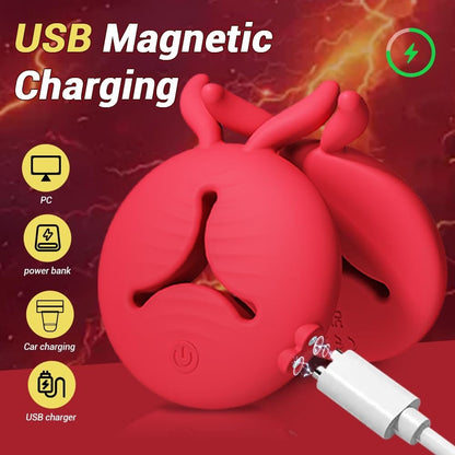 Rabbit Vibrating Nipple Clamps BDSM Toy with APP & Remote Control