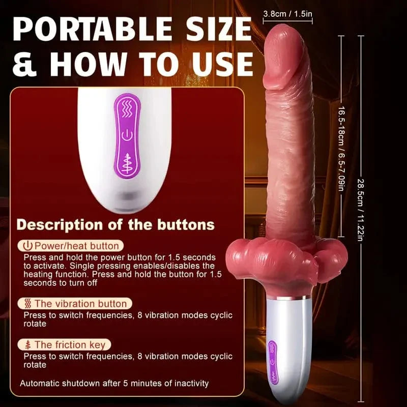 3 In 1 Big Mouth Thrusting heating Dildo Machine With Suction Cup & Remote Control
