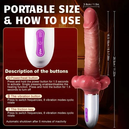 3 In 1 Big Mouth Thrusting heating Dildo Machine With Suction Cup & Remote Control