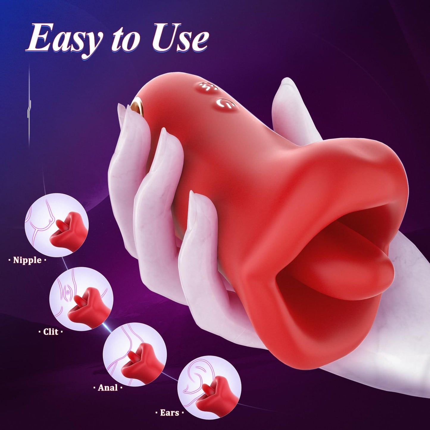 3IN1 Handle Mouth-Shaped 10 Tongue Licking Kissing