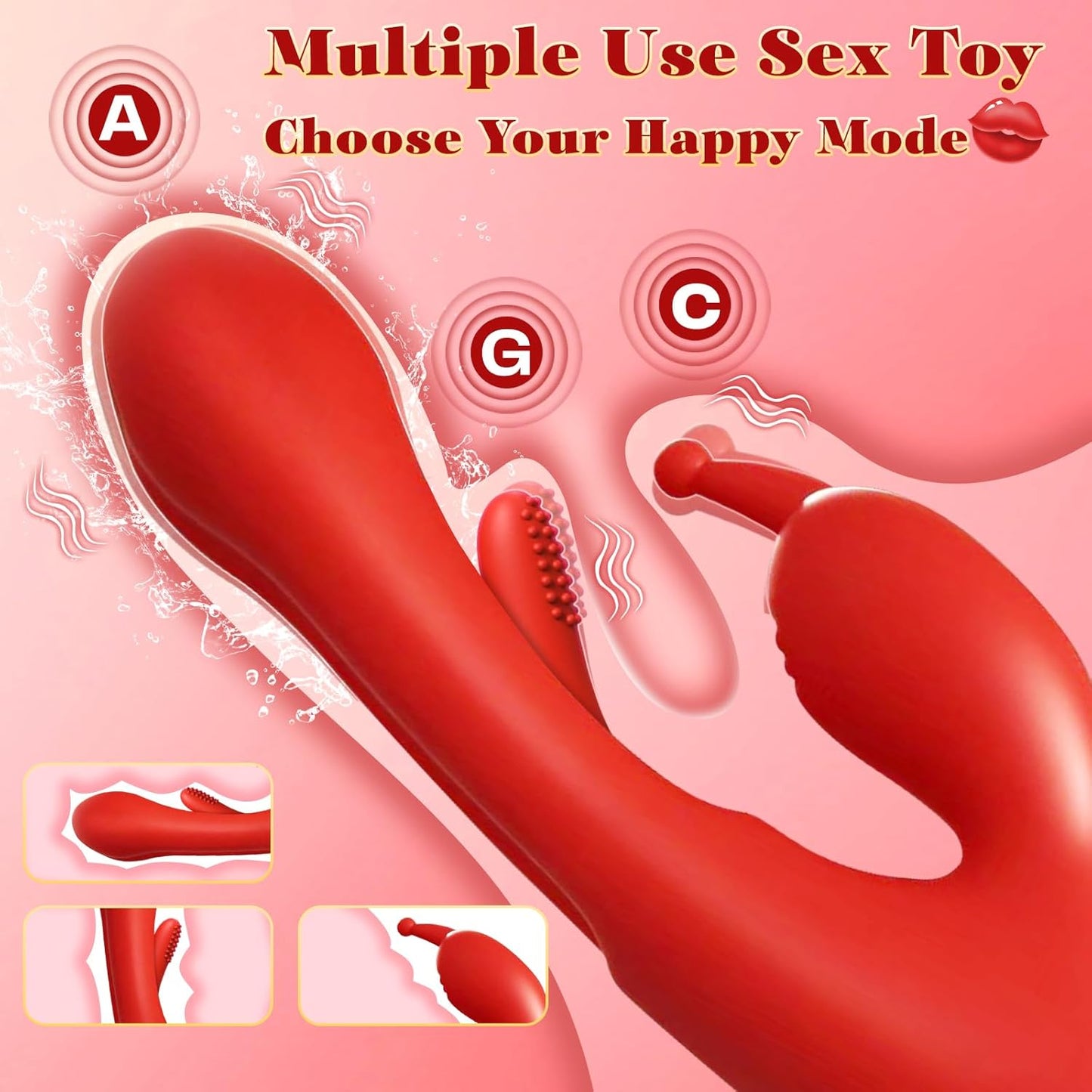 3 IN 1 Rabbit Flapping G Spot Clitoral stimulation Vibrator