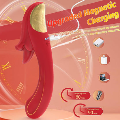 Angel Kiss 4 In 1 Rotating Tongue Licking Vibrating G-Spot Dildo Vibrator