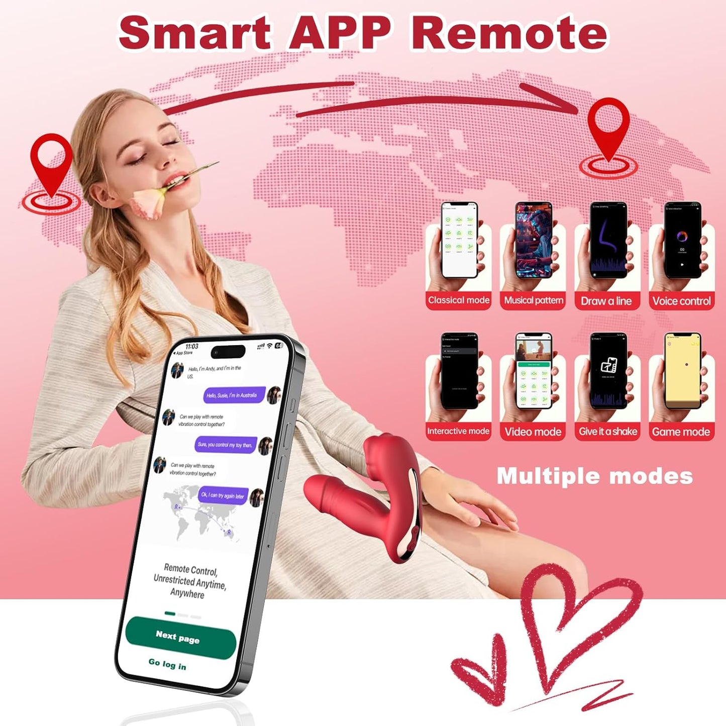 Mouth Licking Thrusting Wearable G spot Vibrator with App Control