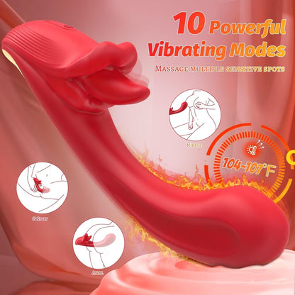 Angel Kiss 4 In 1 Rotating Tongue Licking Vibrating G-Spot Dildo Vibrator