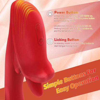 Angel Kiss 4 In 1 Rotating Tongue Licking Vibrating G-Spot Dildo Vibrator