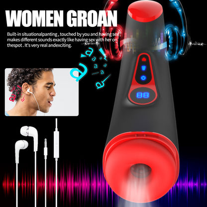 Men's Automatic Piston Telescopic Mouth Sucking Heating Electric Massager