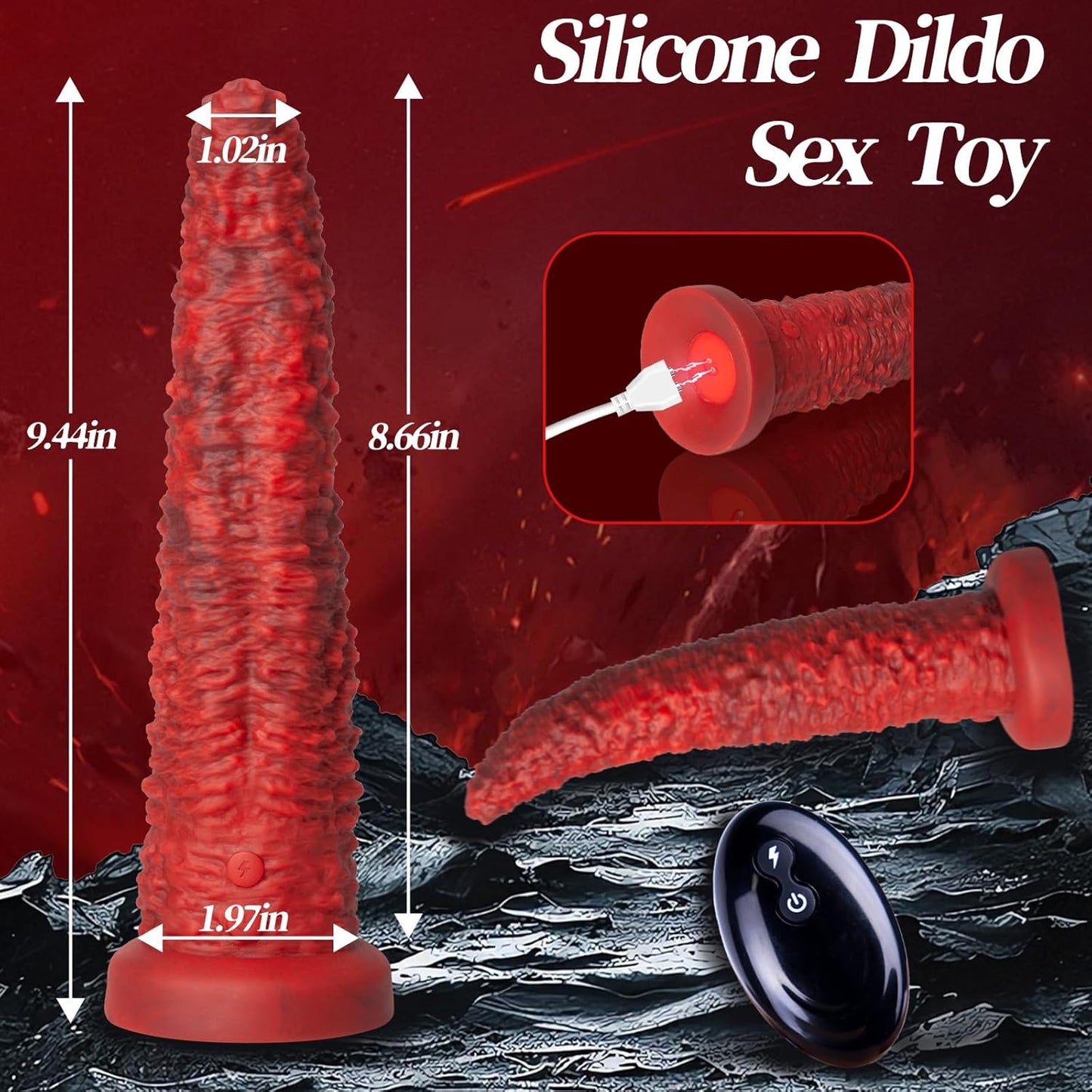 9.5-inch Realistic Monster Tongue Thrusting Dildo Vibrator With Remote Control