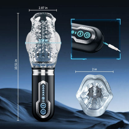 Gawk Gawk 6000 Amber 5.0 Double Egg Vibrators 5 Thrusting 7 Vibrating Oral Sex Handheld Male Masturbation Cup