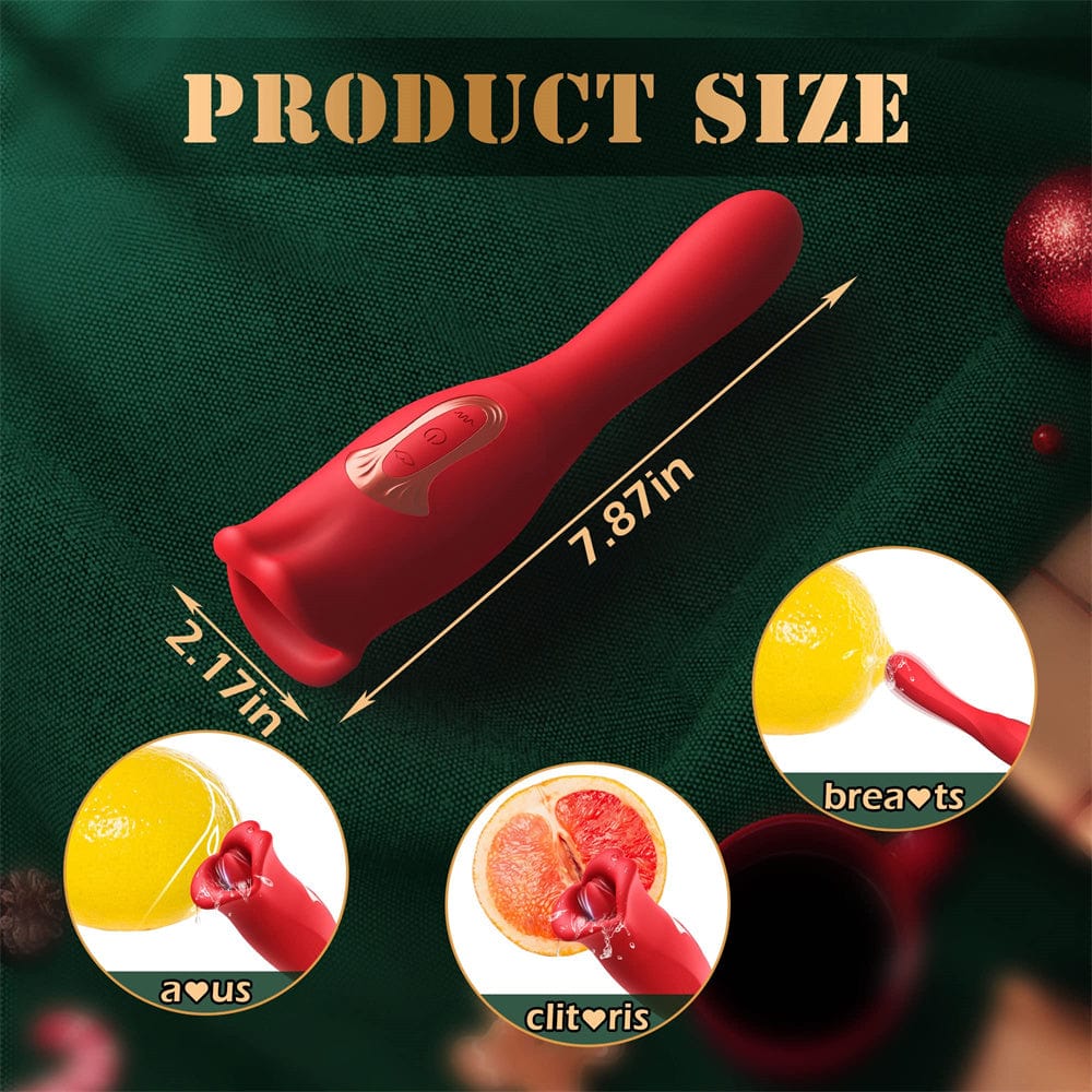 Rose Muncher Vibrator With Stick 10 Vibration Modes And 10 French Kissing Modes