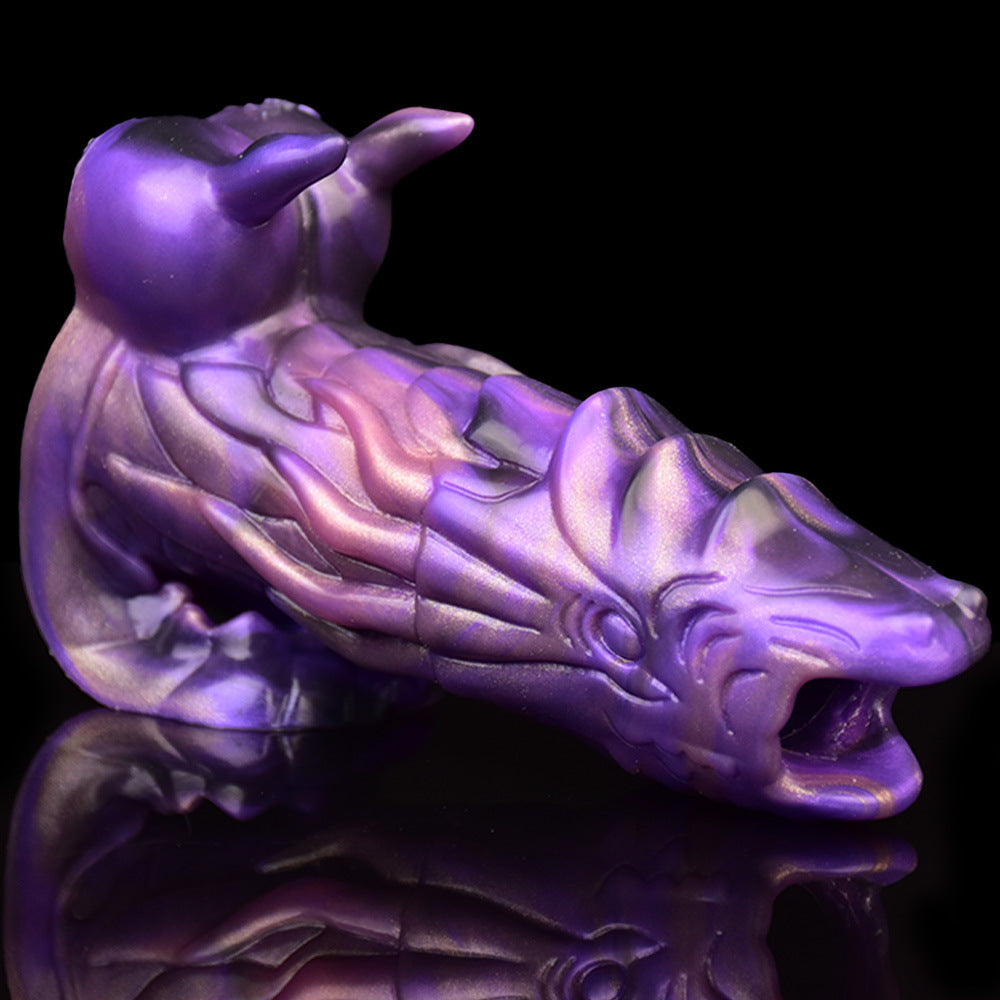 Dragon penis set, male masturbation artifact, dual-purpose thickening and delayed wolf tooth set, hand punching, jerking, soft