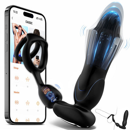 Starship Prostate Massager Vibrating Inflating Expanding Anal Toy with Dual Rings