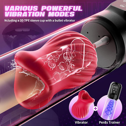 Automatic Suction Vibration Penis Enlargement Pump with Rose Shaped Inner Sleeve