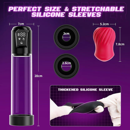 Automatic Suction Vibration Penis Enlargement Pump with Rose Shaped Inner Sleeve