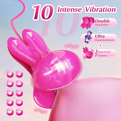 Rabbit Neck-hanging Nipple Clamps Vibrator With APP Control For Couple