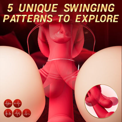4 In 1 Rose Tongue Swing Vibrating G-Spot Clitoral Stimulation Dildo Machine