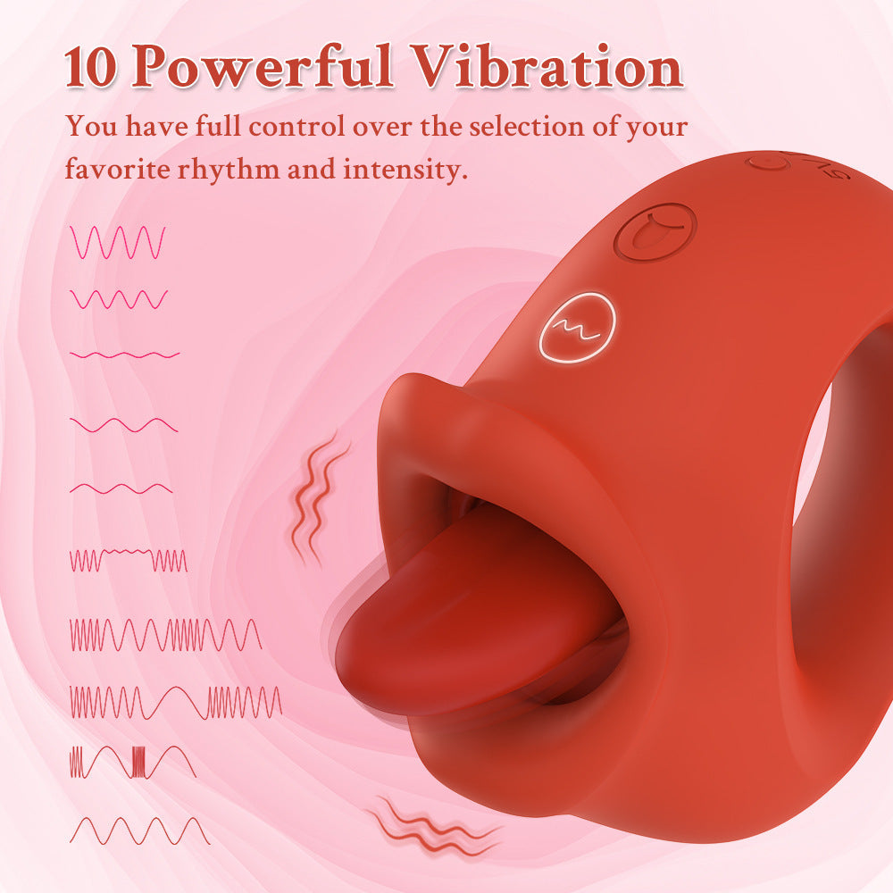 Red Cufflinks Honey Tongue Women's Vibrating Tongue Licking Masturbation Device