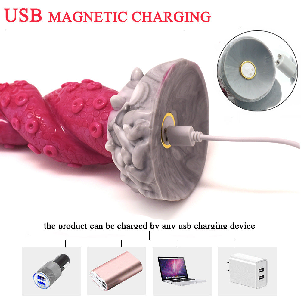 Electric masturbator massage anal plug dual-purpose silicone penis vibrator tentacle octopus foot