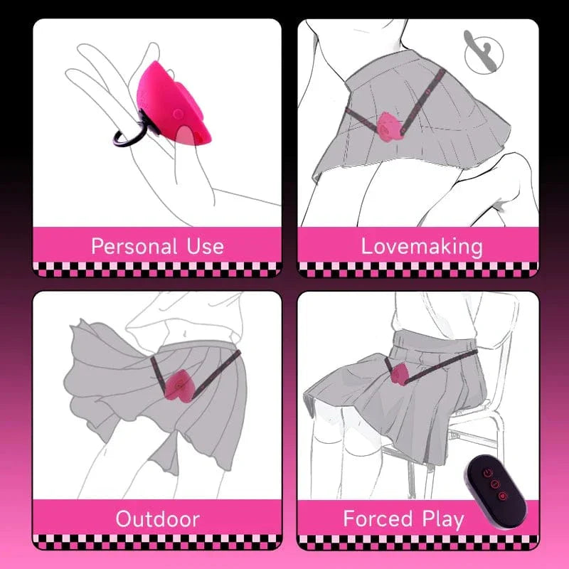 Lockink Pink Love-shaped Wearable Clitoral Suction Vibrator With Remote Control