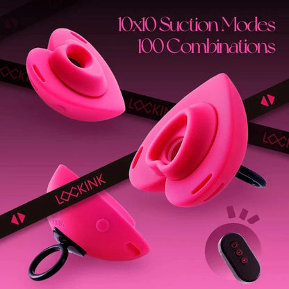 Lockink Pink Love-shaped Wearable Clitoral Suction Vibrator With Remote Control