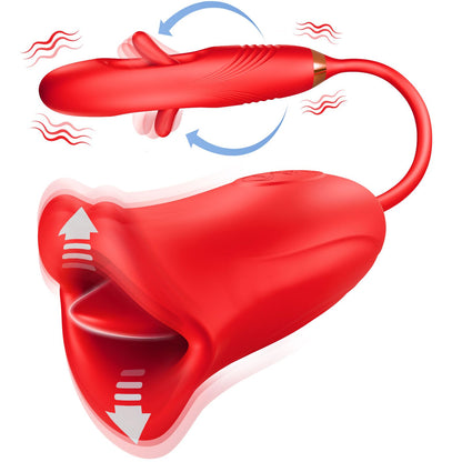 Rose Muncher Lip Tongue Suction Vibrator With Patting Dildo Vibrator