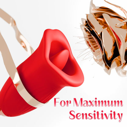 Rose Muncher Lip Tongue Suction Vibrator With Patting Dildo Vibrator