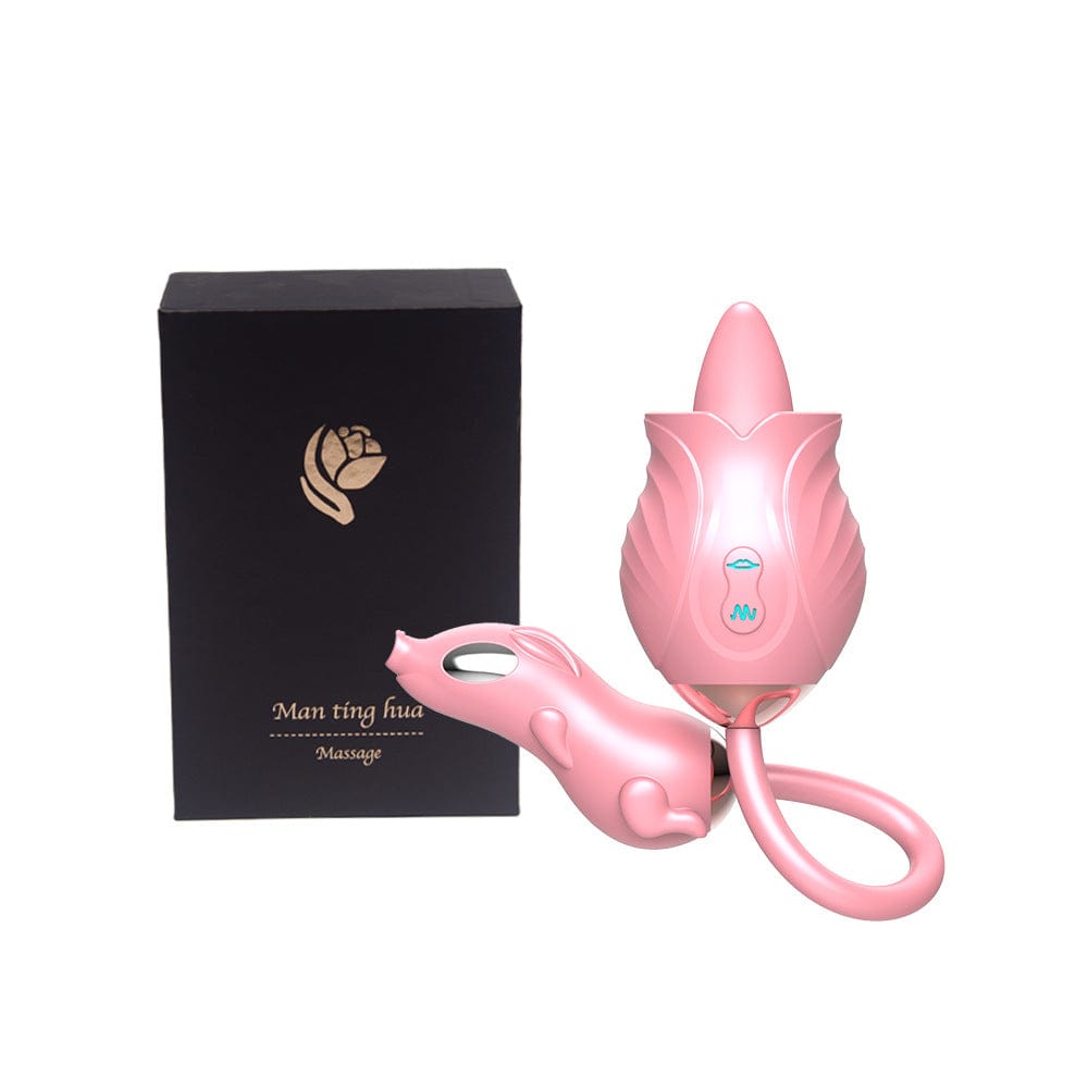 New Rose Double Head Tongue Licking Vibration Jump Egg For Women