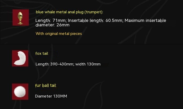 Men's And Women's Metal Anal Dilatation Device Props Fox Tail
