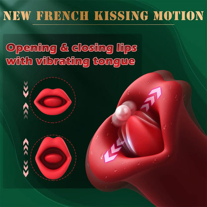 Rose Muncher Vibrator With Stick 10 Vibration Modes And 10 French Kissing Modes
